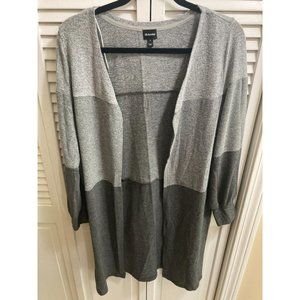 Db Sunday Stretchy Longline Open Front Gray Color Block Cardigan for Fall Size S